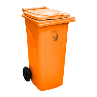 SANII Мусорный бак 120 л на колесах оранжевый