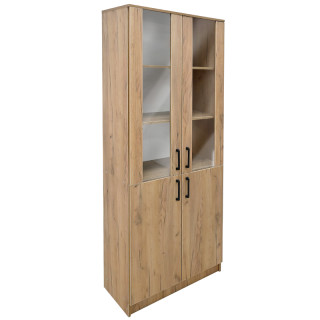 Стеллаж полузакрытый со стеклом Кул-124 800*350*2000 Н цв.Люкс дуб вотан