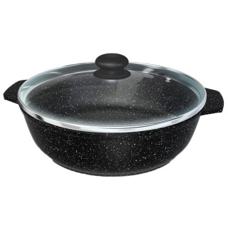 Жаровня 5 л со стеклянной крышкой Черный гранит