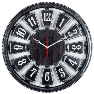 Часы настенные круг d=49,5 см, корпус черный с серебром "Классика"