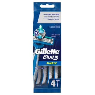 Одноразовый бритвенный станок Blue Simple 3, 4 шт