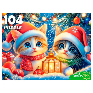 Пазл 104 эл. "КОТЯТА ПОД ЕЛКОЙ"