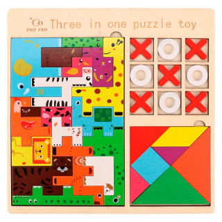 Деревянная игрушка. Головоломка 3в1 "Животные" ИД-0191