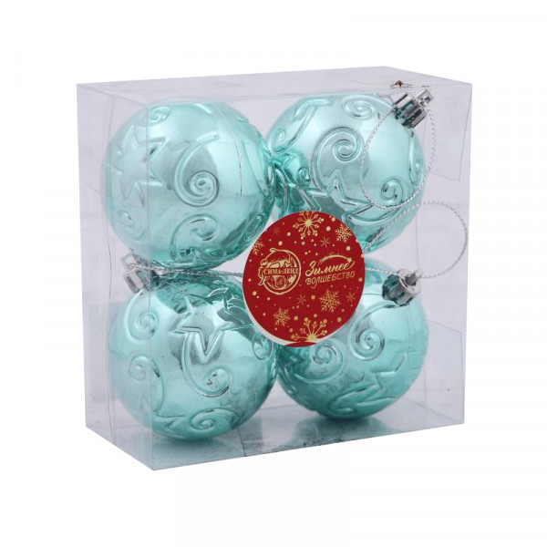 Набор шаров "Звёздочки" 4 шт, d-6 см (Голубой) Набор шаров "Звёздочки" 4 шт, d-6 см (Голубой)