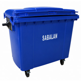 Бак мусорный 660л Sabalan с крышкой на колесах (синий)