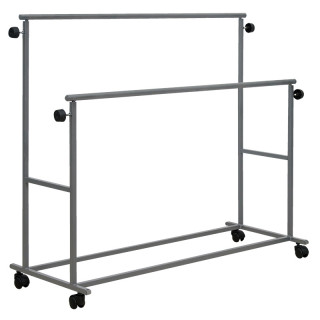 Вешалка гардеробная, двойная (на колёсах) серый