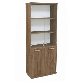 Стеллаж со стеклом Кул-803 804*435*2000 Н (F), цв.Люкс дуб крафт табачный