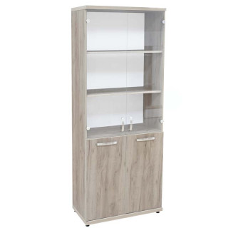 Стеллаж со стеклом "Кул-803" 804*435*2000 F (дуб крафт серый)